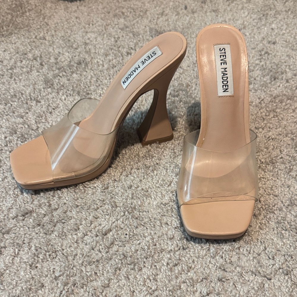 Steve Madden Nude Heels with Clear Strap
